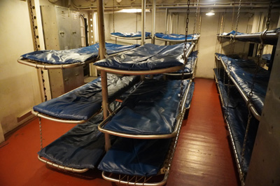 Stacked crew berths, USS Alabama Battleship Memorial Park, Alabama May 2021