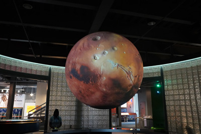 Gulfquest Museum: Mars A 3D projection onto a hanging sphere, Mobile, Alabama May 2021