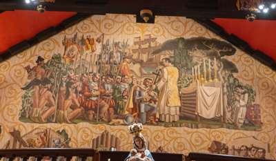 Cathedral: Painting of First Mass in 1565, Old St Augustine, Florida May 2021