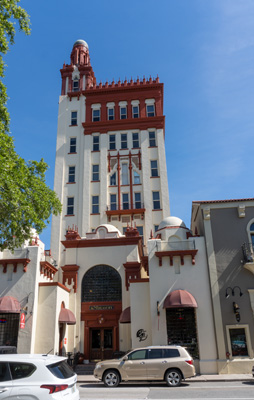 "Treasury on the Plaza" (1926) Once a bank, now an ev, Old St Augustine, Florida May 2021