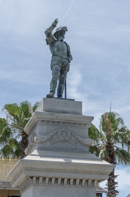 Ponce de Leon statue "Discoverer of Florida" 1513, Old St Augustine, Florida May 2021