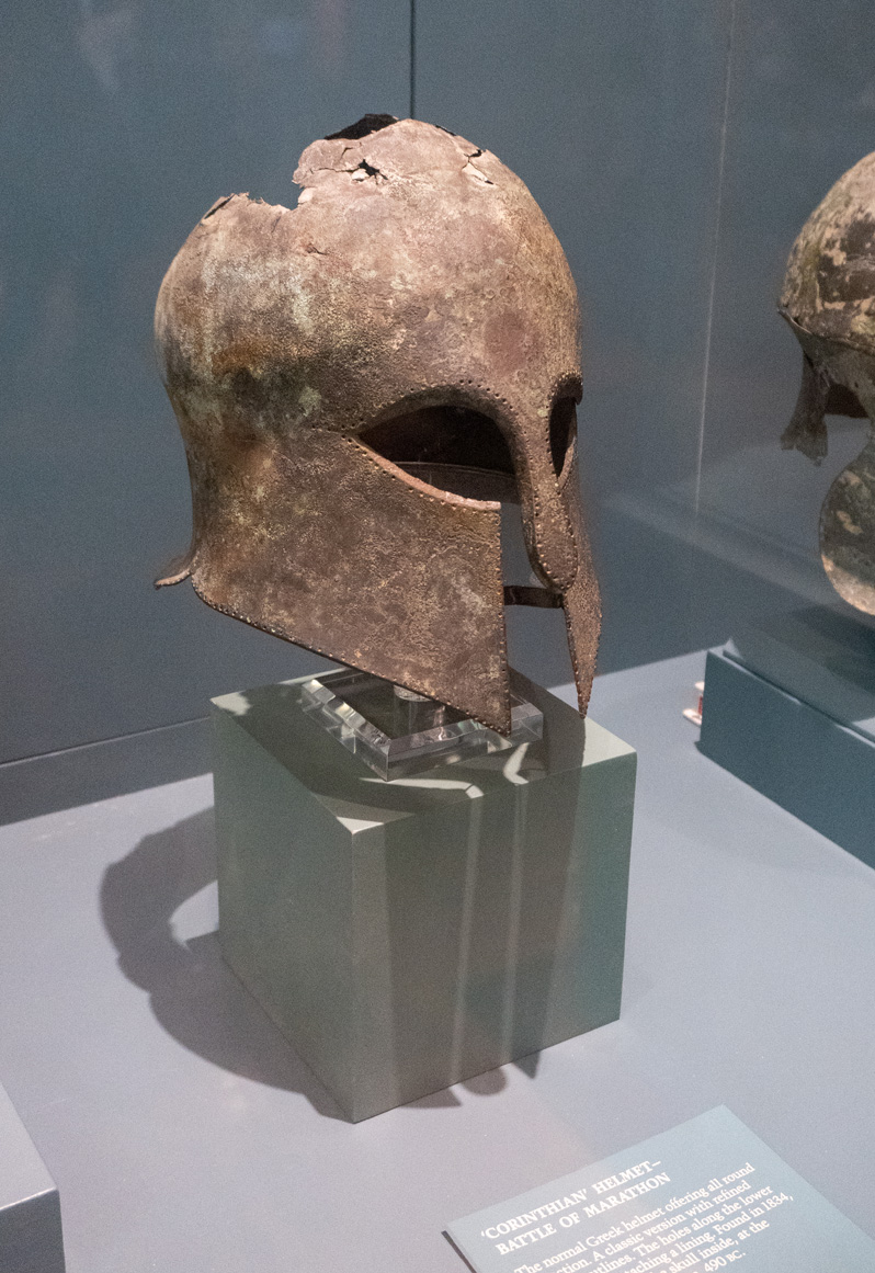 Royal Ontario Museum, "Corinthian" helmet ~490 BC Excavated at Marathon in 1834
