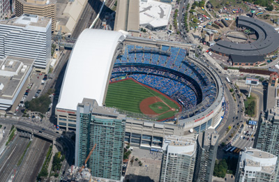 Blue Jay's stadium, during a game., Toronto Heli Tour, Canada, August 2022