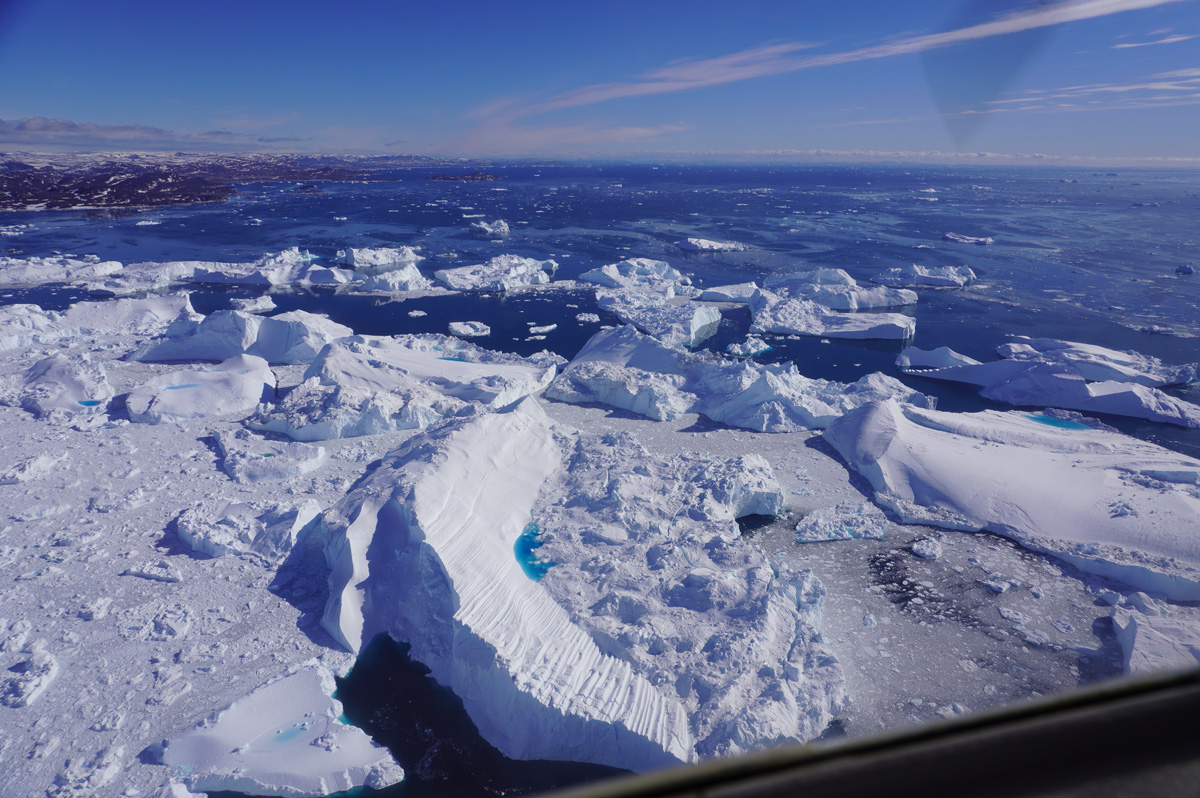 Disko Bay "Master Explorer" Flight, Icefjord, near mouth