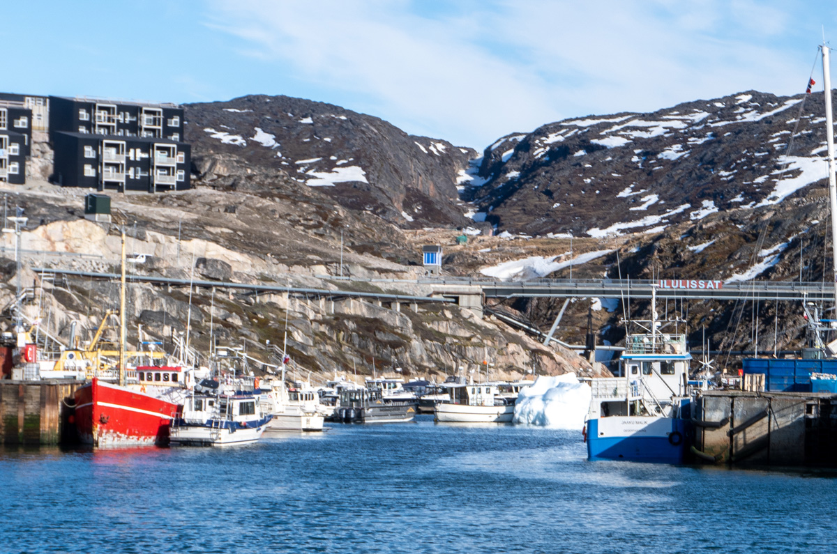 Disko Bay: Around Ilulissat, Ice Berg visiting Ilulissat Harbour The Icebergs go where the Icebergs want to go!