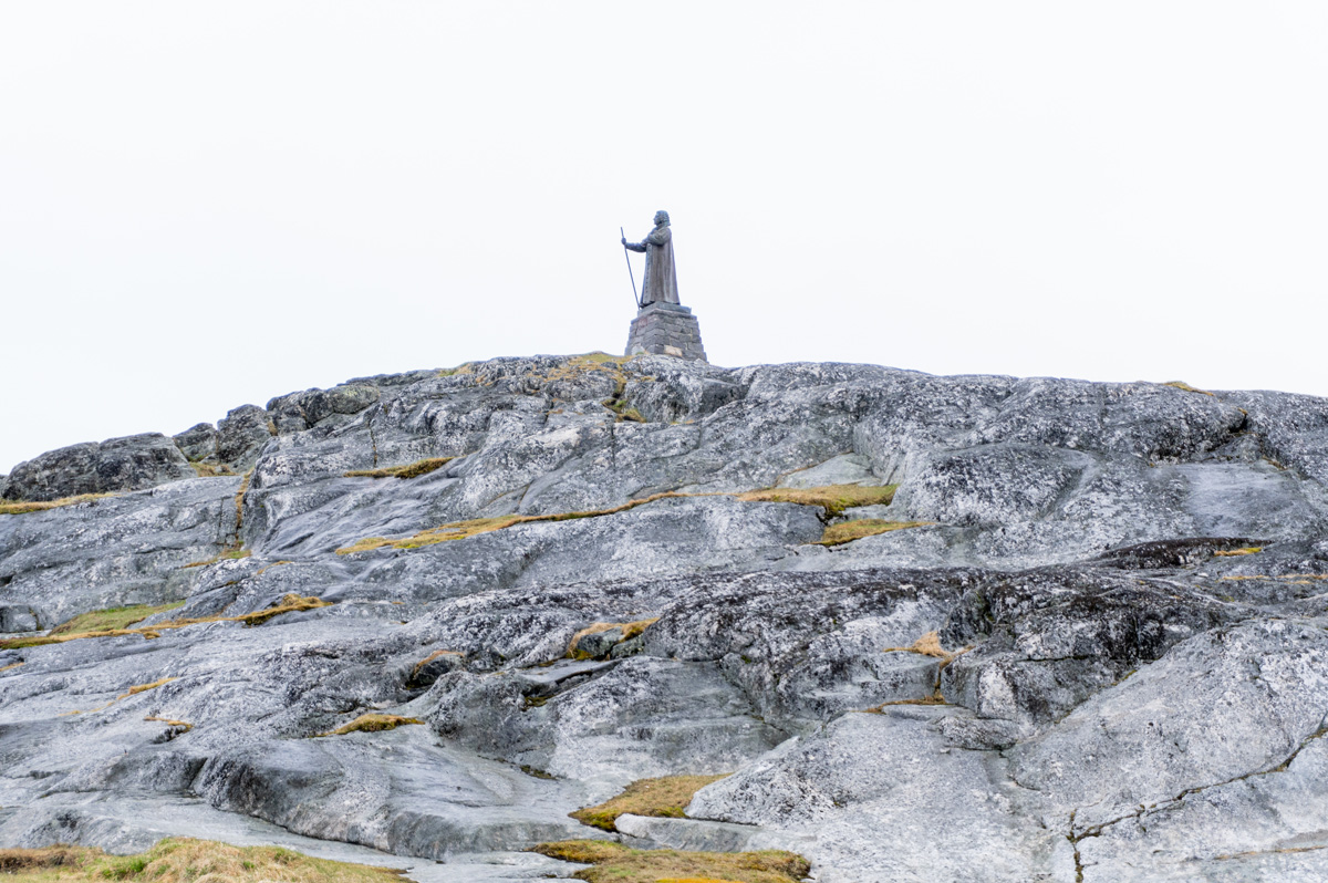 Around Nuuk, Hans Egede Statue On a crag over the Old Harbor