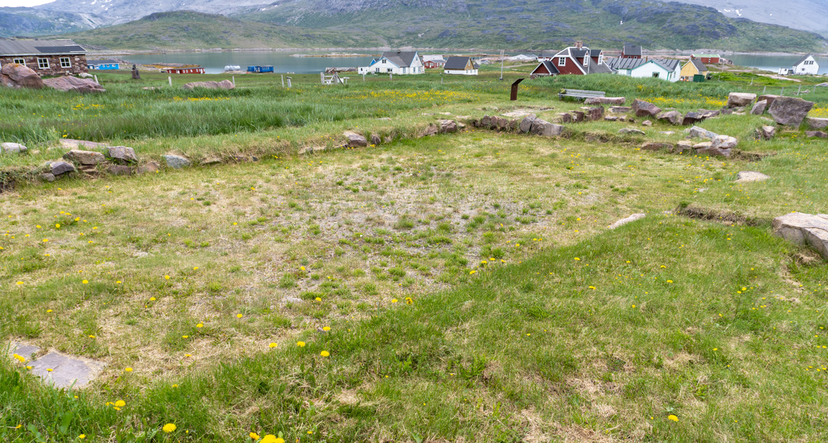 Igaliku: Garðar Cathedral, Garðar Cathedral, from South East Nave in foreground, leading to chancel and chapels