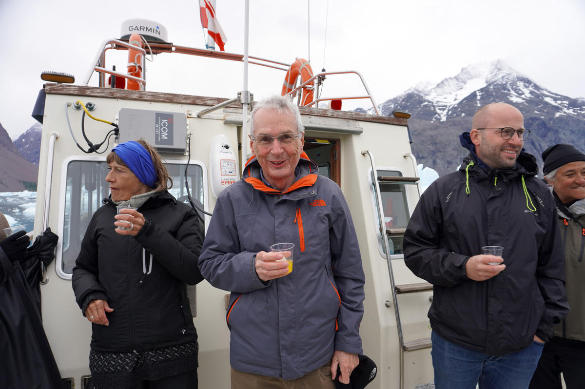 Narsarsuaq: Cruise to Qooroq Icefjord, A toast at the Glacier Orange Juice + Glacier ice!