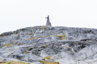 Hans Egede Statue On a crag over the Old Harbor, Around Nuuk, Greenland 2022