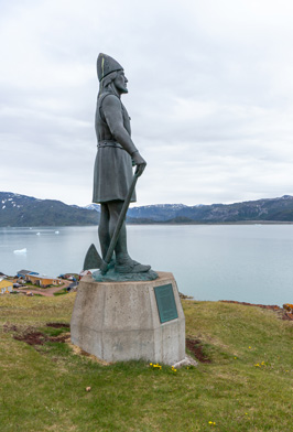Leif Ericson statue Staring SW towards Vinland, Qassiarsuk - Brattahlíð - Eric the Red's Farm, Greenland 2022