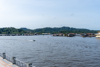 View to Kampong Ayer Water Village Across the Brunei River, Around Bandar Seri Begawan, Brunei 2022