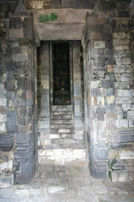 View to altar in central tower, Candi Sewu, Indonesia 2022 - Java