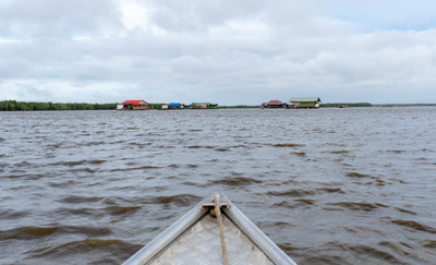 Bigi Pan Lake The South End has many small cafe/social huts on, Tour to Nieuw Nickerie, 2022 Suriname