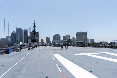 View down flight Deck, USS Midway Museum, California 2023