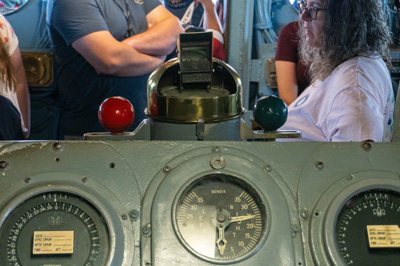 Red + Black iron balls adjust compass, USS Midway Museum, California 2023