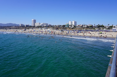Santa Monica Beach, from pier., Santa Monica Pier, California 2023