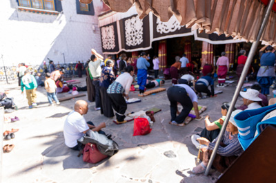 Pilgrims approaching Jokhang, Barkhor Square & Jokhang Monastery, Tibet 2023