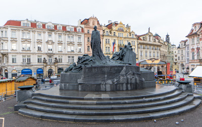 Jan Hus Monument, Prague: Old Town Square, Czechia, December 2023