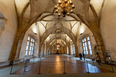Enormous reception hall Mighty indeed were the Kings of Bohemia, Prague Castle, Czechia, December 2023