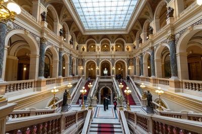 National Museum interior, Prague: National Museum, Czechia, December 2023