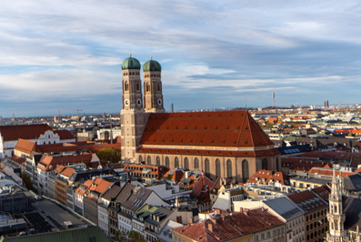 Frauenkirche from St Peter, Munich, Germany, November 2023