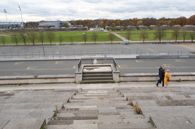 The speaker's platform on the podium You can just walk down and, Zeppelin Field: The site of the Nuremberg Party Rallies, Germany, November 2023