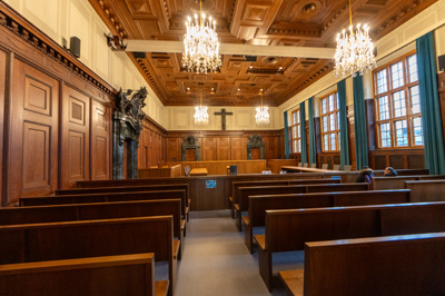 Nuremberg Trials Courtroom, Nuremberg Trials Museum, Germany, November 2023