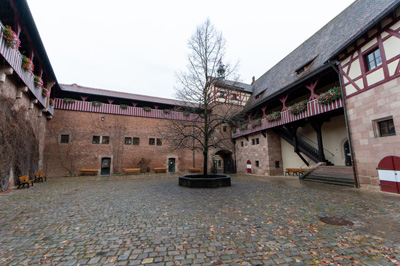 Castle Courtyard, Nuremberg  Kaiserburg (Imperial Castle), Germany, November 2023