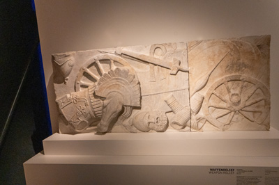 Well preserved Weapon Relief, Berlin: Pergamon Panorama, Germany, November 2023