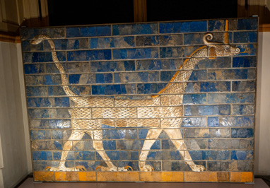 Dragon of Marduk, Ishtar gate, 6th c BC, Berlin: Neues Museum, Germany, November 2023