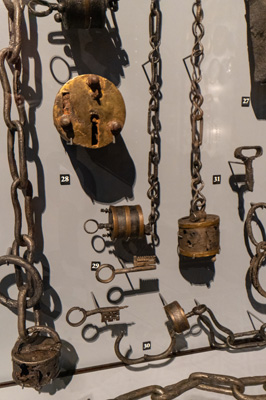 3rd c AD  Roman padlocks, keys, etc, Berlin: Neues Museum, Germany, November 2023