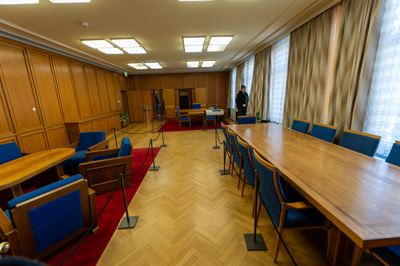 Erich Mielke's grand formal office Used for meetings and offici, Berlin: Stasi HQ Museum, Germany, November 2023