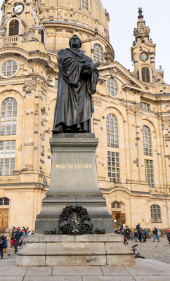 Luther statue at Frauenkirche, Around Dresden, Germany - December 2023