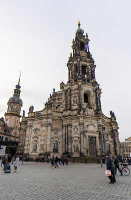 Schlossplatz: Trinity Cathedral, Around Dresden, Germany - December 2023