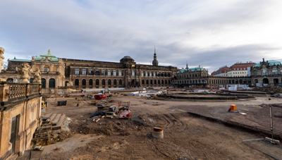 Zwinger: Giant interior courtyard, under rennovation, Around Dresden, Germany - December 2023