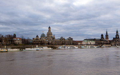 Dresden center, from across the Elbe, Around Dresden, Germany - December 2023