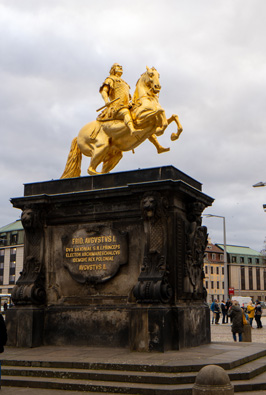 Golden statue of Augustus I, Around Dresden, Germany - December 2023