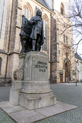 J S Bach statue, Around Leipzig, Germany - December 2023