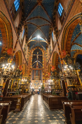 St Mary's Church interior, Around Krakow, Krakow - December 2023