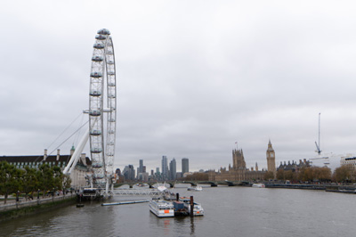View from Hungerford Bridge, London, November 2023