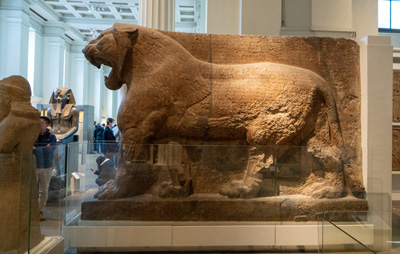 Assyrian Colossal Guardian Lion Frrom Temple of Ishtar, Goddess, British Museum: Six Lamassu, London, November 2023