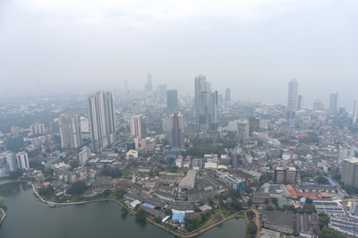 Hazy view of Colombo from Lotus Tower, Colombo: Fort and Pettah, 2023 Sri Lanka++