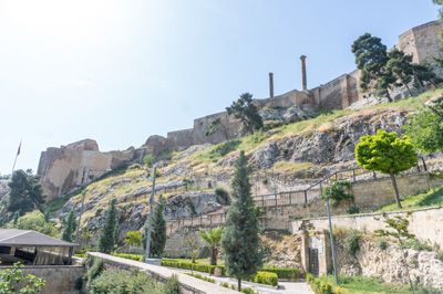 Urfa Castle, with Ancient Columns, Şanliurfa, Turkey Spring 2023