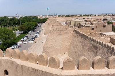 View over (restored) walls, Kuhna Ark: the Khan's Palace/Citadel, Uzbekistan 2023