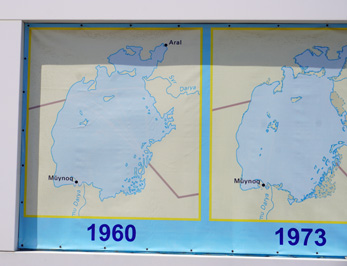 Aral Sea 1960 & 1973, Moynaq, Uzbekistan 2023