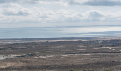 View down to Aral Sea, The Aral Sea, at the Yurt Camp, Uzbekistan 2023