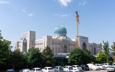 Giant new mosque, under construction Beside the Khazrati Imam c, Mosques and Madressas, Uzbekistan 2023