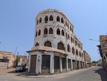 Art Deco hotel Shape mimicking a ship's prow, Massawa, Eritrea 2025