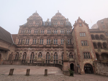 Restored castle courtyard, Heidelberg Castle, France & Germany, September 2025