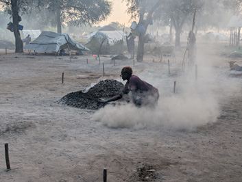 Cow dung fires, Mundari Cattle Camp, 2025 South Sudan